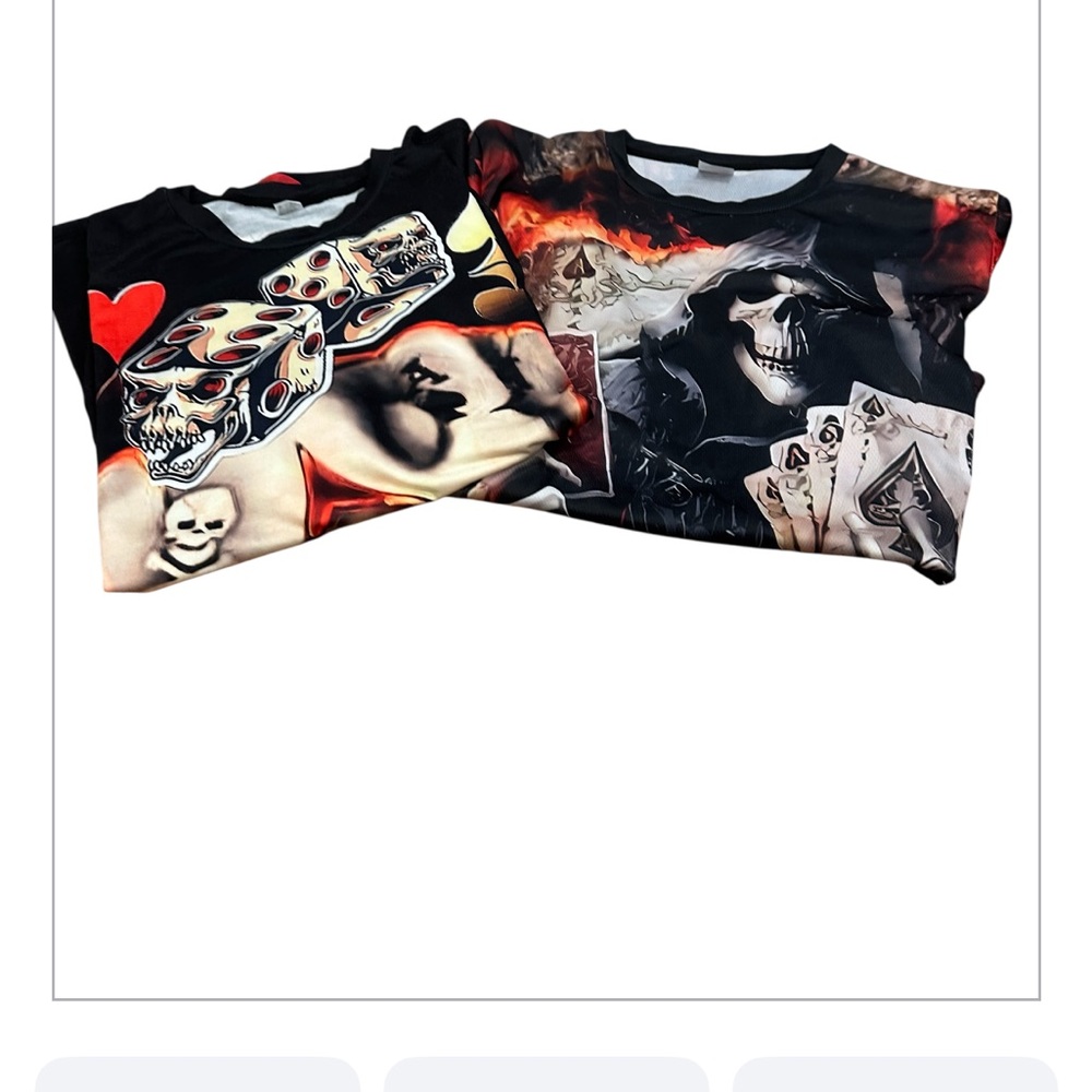 Men’s poker Graphic Skull T-Shirts - Black and Red set of 2